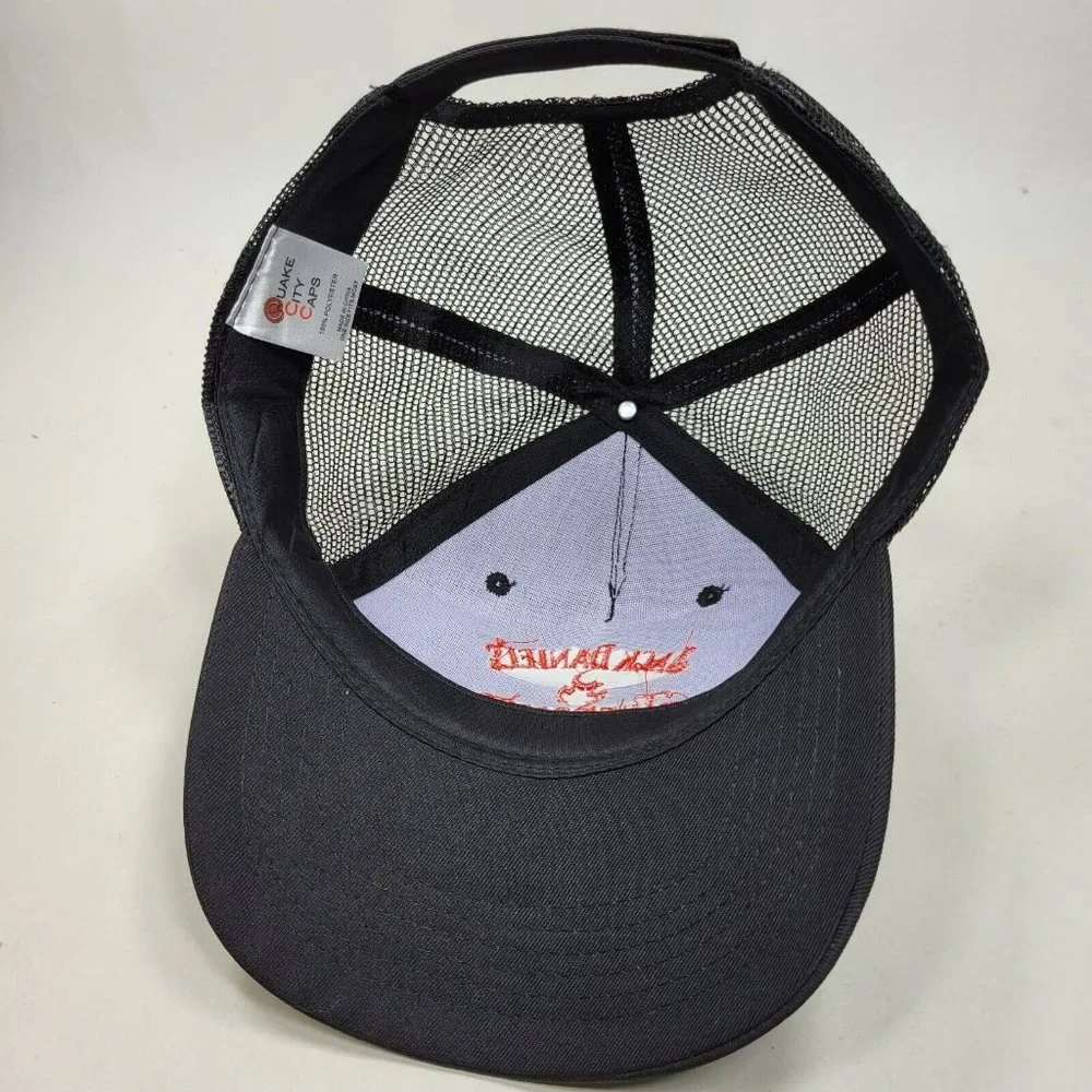 Jack Daniels Tennessee Fire Strap Back Hat Trucker Cap Black Mesh